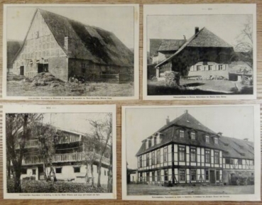 1917 - alter Druck - 4 Bilder von Bauernhäusern, Geburtsstätte Wilhelm Busch, ...
